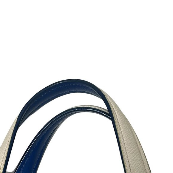 COACH Prince Street Satchel Perforated Leather Cream Blue Leather - - Picture 7 of 9